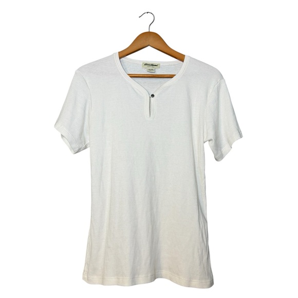 Eddie Bauer Cream Short Sleeve Henley T-Shirt Women’s Size Large - Picture 1 of 6